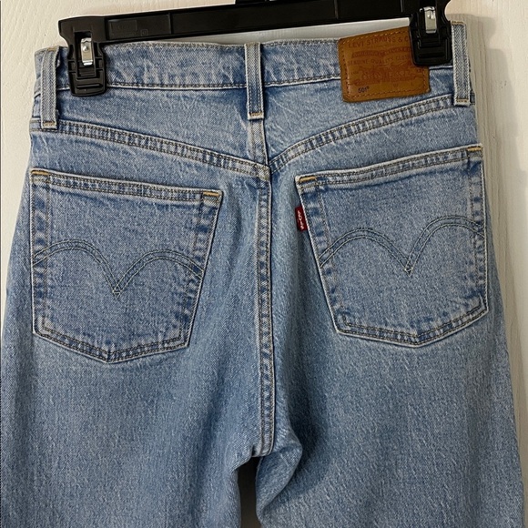 Levi's 501 Premium Button Fly High Rise Fringe Medium Wash Ankle Denim Size 25 - Picture 7 of 12